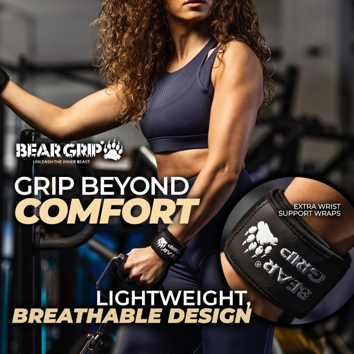 Рукавички для тренувань Bear Grip з посиленим захистом долонь (Чорні, XS) - Кросфіт, бодібілдинг, пауерліфтинг