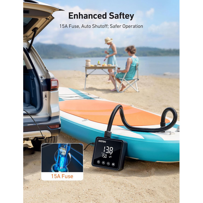 Електричний насос AstroAI для SUP-дошок, матраців та наметів (20PSI, 12V DC)