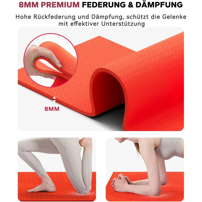 Йога мат HAPBEAR XXL: широка, спортивна, фітнес-мат з антиковзаючим покриттям 198x137 см / 183x116 см / 6 мм, надміцна, для пілатесу, тренажерного залу, дому, воркауту, зелена