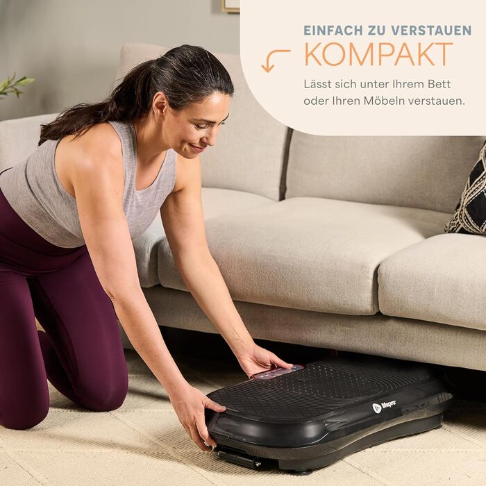 LifePro Вібраційна платформа для тренувань – комплексні тренування всього тіла, фітнес-платформа з еластичними стрічками, обладнання для домашніх тренувань для схуднення та підтяжки, колір: чорний