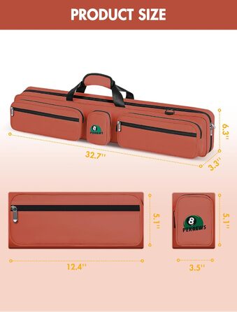 Чохол для більярдної кулі, сумка для 4 кулі та 5 шесток, м'яка підкладка, регульований ремінь, для жінок та чоловіків, Deluxe, помаранчевий