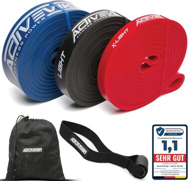Фітнес-гуми для тренувань Resistance Bands G - Light (Червоний, Чорний, Синій) з анкером для дверей та eBook
