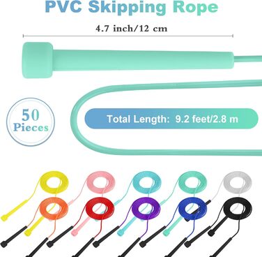 Стрибкова скакалка Aodaer PVC з регулюванням, для дітей, багатокольорова, з пластиковими ручками, легка, для фітнесу та змагань