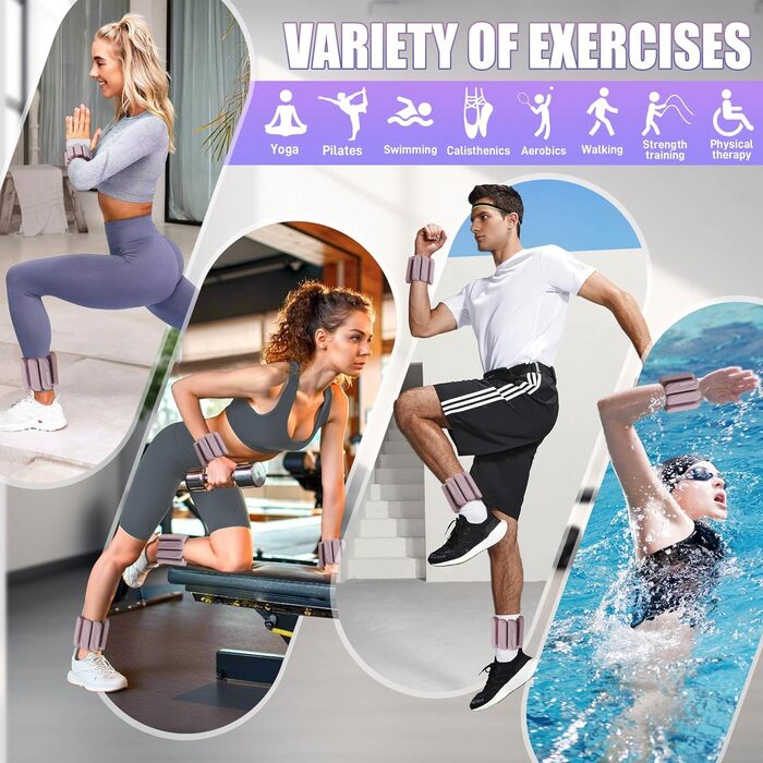 Набір манжет для ніг та рук 1.8 кг (0.9 кг кожна) для фітнесу, кардіо та силових тренувань, рожевий