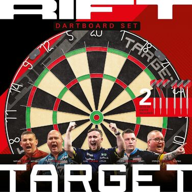 Набір дротиків Target Darts Rift: професійна сталева мішень без рамки + 2 комплекти дротиків 17г + додаток DartCounter (1 місяць)