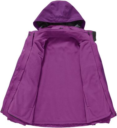Жіноча 3-в-1 куртка Ysento: водонепроникна, вітрозахисна, з флісовою підкладкою та знімна капюшон. Функціональна зимова куртка для активного відпочинку. Розмір M, фіолетовий колір.