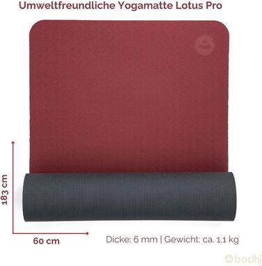 Килимок для йоги Bodhi Lotus Pro | Антиковзкий килимок для фітнесу, гімнастики, пілатесу | Килимок для тренувань, гімнастики та йоги | Гіпоалергенний килимок темно-зеленого/зеленого кольору (темно-червоний/антрацит)