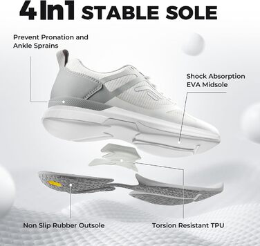 Тенісні кросівки FitVille для чоловіків, широкі, з антиковзким покриттям, для залу, бадмінтону, фітнесу, бігу (42 EU, білі з сірим)