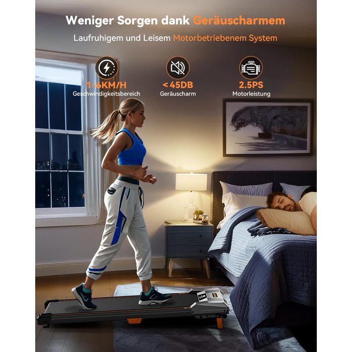 Біговий доріжка BestGod для дому та офісу, Walking Pad з нахилом 5%, потужність 2.5 HP, тиха бігова доріжка з пультом дистанційного керування, до 150 кг, чорний