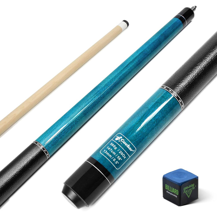 CUEBAR Більярдні киї для дорослих, 147 см, 2-секційні, з ручкою з екошкіри, різні кольори (7 кольорів), вага 510-595 г