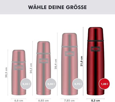 Термос Thermos Light & Compact з нержавіючої сталі, 1.0 л, червоний (Cranberry Red Polished)