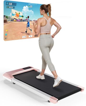 Тренажер для ходьби Copant Walking Pad з керуванням через додаток, столик для бігу, 6 км/год, максимальне навантаження 136 кг, професійні курси та багатокористувацькі змагання (Золотий, 90 см)