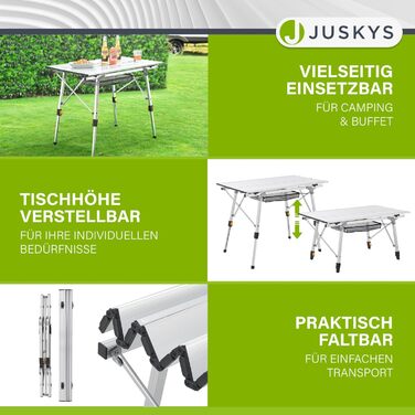 Стіл для кемпінгу Juskys Picco - алюмінієвий, 90 x 52 см, легкий, складний, регульований по висоті - для кемпінгу, саду, відпочинку на природі