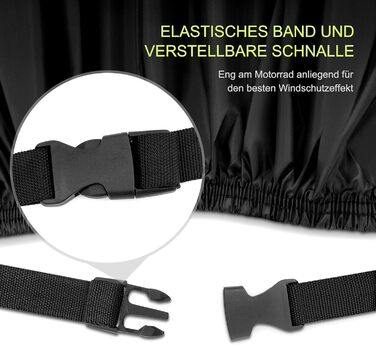 Водонепроникний чохол для мотоцикла WOLTU з тканини Oxford 210D, захисний тент від дощу, пилу та UV-променів з отворами для замків, 245×105×125 см, чорний