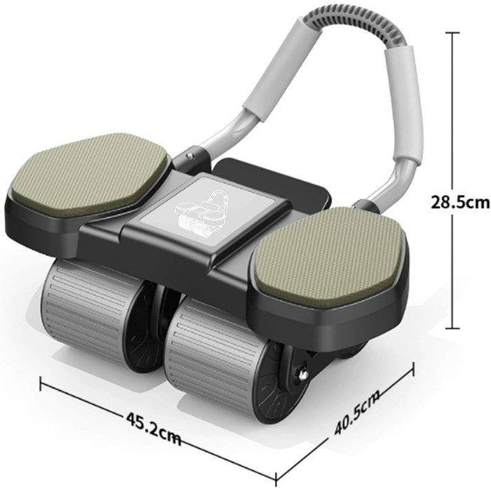 Ролер для пресу, тренажер для дому, покращене 4-колісне шасі, стабільний тренажер для зміцнення м'язів пресу та корпусу, довговічний та легкий, ідеальний для чоловіків та жінок, чорно-синій