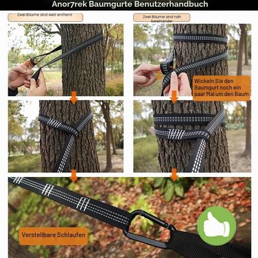 Кемпінгова гамак AnorTrek двоособивий, суперлегкий похідний гамак з парашутної тканини з двома ременями для дерев, 280 x 140 см (темно-зелений/світло-сірий)