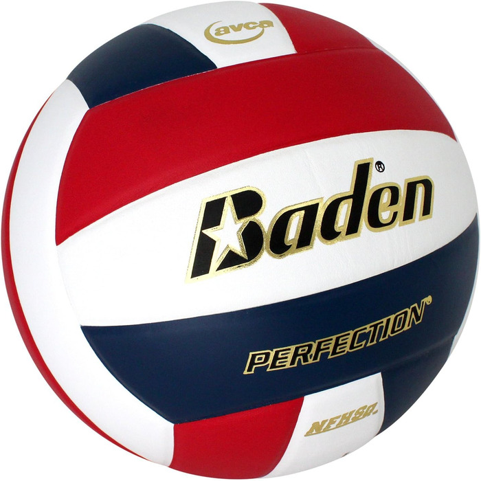 Волейбольний м'яч Baden Perfection Premium Leather, офіційний, 13U - Коледж, червоно-біло-морський