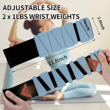 Ваги для зап'ястя та щиколоток FENIXFIT для жінок. Набір 2 шт. для силових тренувань, бігу, йоги, пілатесу, блакитні