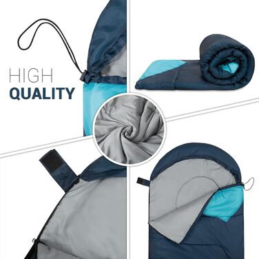 Спальний мішок Paco Home для дорослих та дітей: водонепроникний, дихаючий, 220x70x6 см (Блакитний)