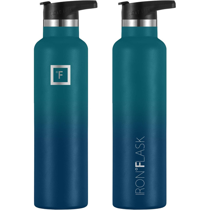 Термос-бутилка IRON FLASK 710 мл, нержавіюча сталь, 3 кришки (з трубочкою), вакуумна ізоляція, для спорту, гаряче/холодне, подвійні стінки
