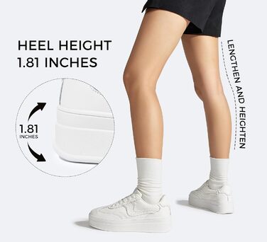 Жіночі кросівки на платформі LUCKY STEP – модні масивні кросівки, зручні шнурівки для повсякденного носіння та прогулянок з прошитими деталями, чорно-білі (білі, 42 EU)