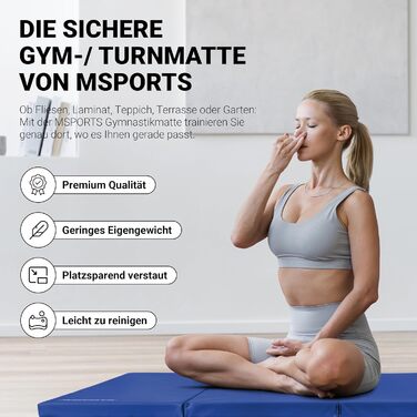 Гімнастичний мат MSPORTS Turnmatte Premium складний м'який килимок для спорту та дітей, синій (190 x 80 x 5 см)