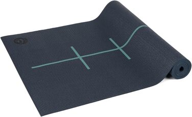 Йога мат Bodhi Leela Collection | Нековзна спортивна мат | Безпечна та миюча мат | PVC мат для йоги, пілатесу та гімнастики Yantra/Alignment, темно-синій