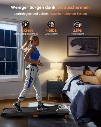 Біговий доріжка BestGod для дому та офісу, Walking Pad з нахилом 5%, потужність 2.5 HP, тиха бігова доріжка з пультом дистанційного керування, до 150 кг, чорний