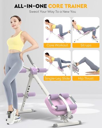 Тренажер для пресу GuuG: компактний складний фітнес-тренажер для дому, фітнес-обладнання для пресу, абдомінальна машина, для чоловіків та жінок, фіолетовий