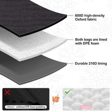 Сумка для лиж Odoland Skitasche Set, рожева: містка, водонепроникна, для подорожей, до 200 см