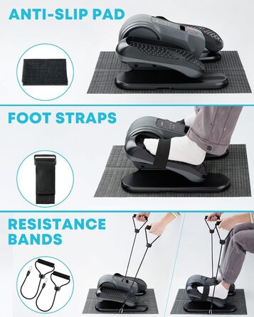 Еліптичний тренажер Gonex під стіл для літніх людей, електричний, з пульт дистанційного керування, 16 рівнів швидкості, ручний та автоматичний режими, сірий