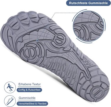 Взуття для бігу Barfuß (Barfußschuhe) жіноче/чоловіче, трейлраннінг, дихаючі, з нульовим перепадом, розмір 43 EU, темно-сіре
