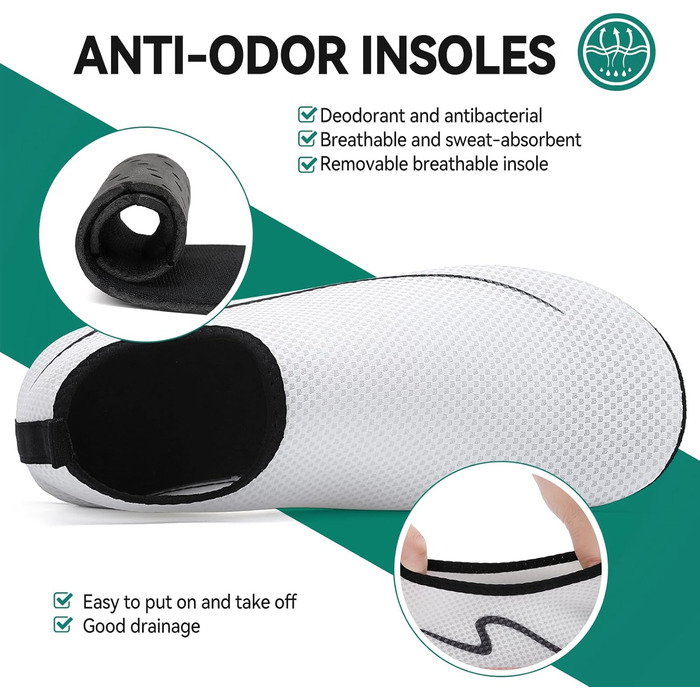 Чоботи для плавання та водних видів спорту: легкі, швидковисихаючі, з антиковзким покриттям (42 EU, білий)