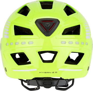Велошолом ABUS Hyban 2.0 LED з переднім і заднім світлом, жовтий, XL (58-63 см), міцний корпус, для чоловіків і жінок