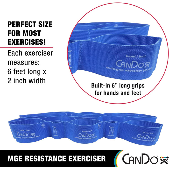 Фітнес-стрічка CanDo Multi-Grip, синя, сильний опір, для тренувань