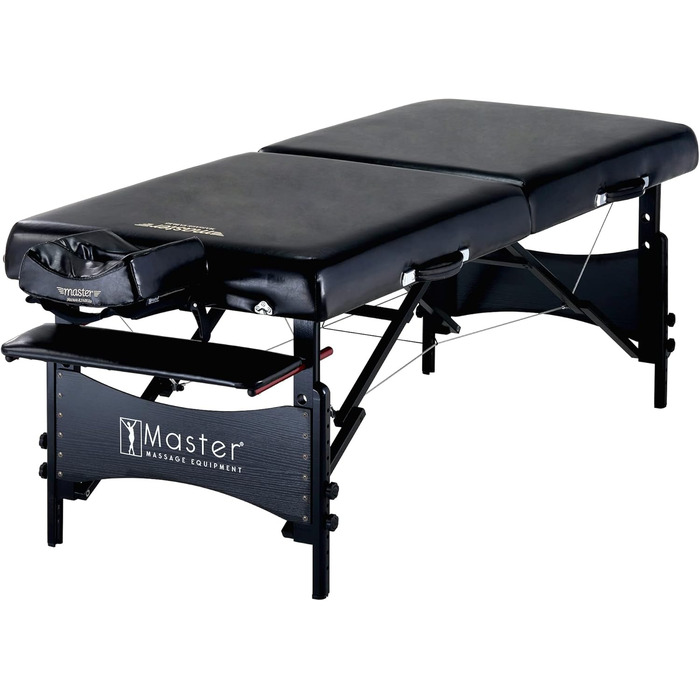 Складаний масажний стіл Master Massage Galaxy 71 см, переносний, косметологічна кушетка, дерев'яні ніжки, чорний, з чохлом