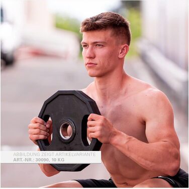 Диск для штанги Sport-Tec Olympia з гумовим покриттям і ручками, 5 кг, для фітнесу, бодібілдингу, пауерліфтингу
