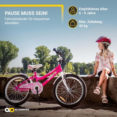 Дитячий велосипед Actionbikes Butterfly 20 дюймів, V-Brake, для дівчаток, з крилами, від 6 до 9 років