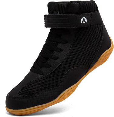 Черевики для боротьби чоловічі, протиковзкі, дихаючі. Підходять для боротьби, боксу, кросфіту, важкої атлетики, бодібілдингу (38 EU, чорний/жовтий)