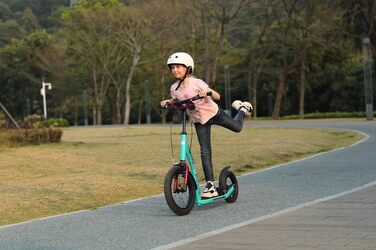 Самокат дитячий STAR SCOOTER City Kick Scooter 16 дюймів, з повітряними колесами, регульована висота, м'ятний колір