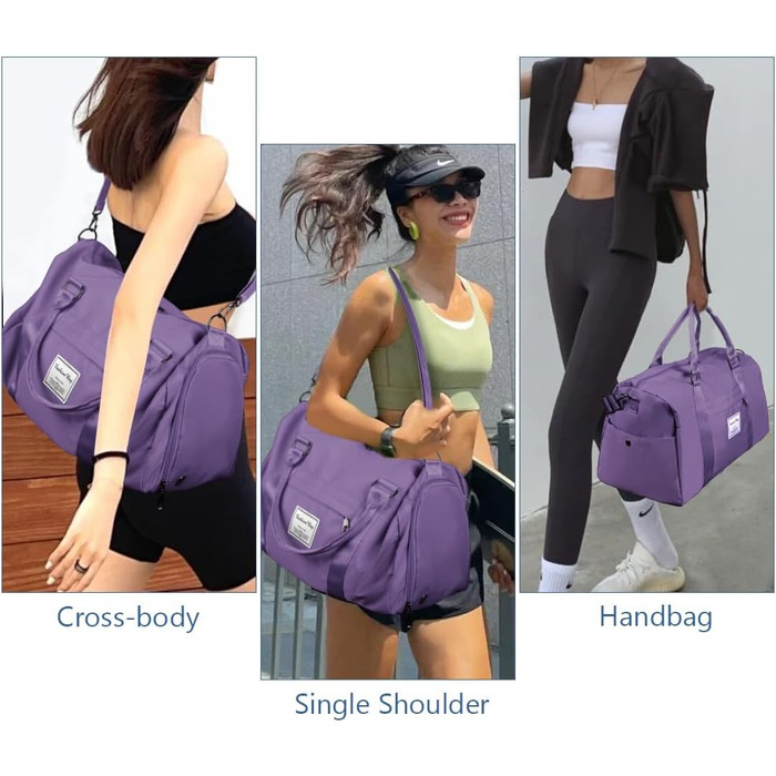 Спортивна сумка Flintronic: дорожня сумка, містка для подорожей, з відділенням для взуття та мокрих речей, водонепроникна, для чоловіків та жінок, чорна (#3 фіолетовий)