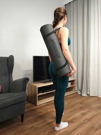 Килимок для фітнесу KUDDA TPE, 183 см x 61 см, чорний, товщина 1 см