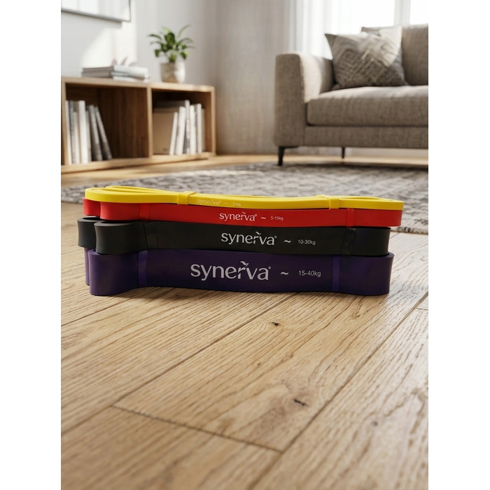 Набір з 4 фітнес-резинок Power Band для підтягувань та кросфіту Synerva + eBook