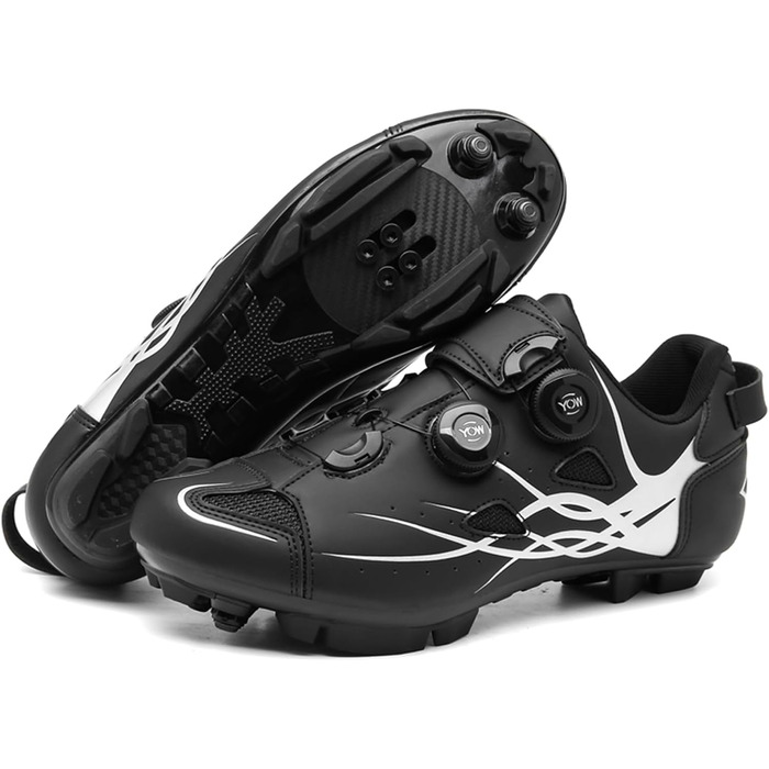 Чоловічі велотуфлі для катання на гірському велосипеді, MTB, для їзди, сумісні з SPD, дихаючі (42 EU, Black A)