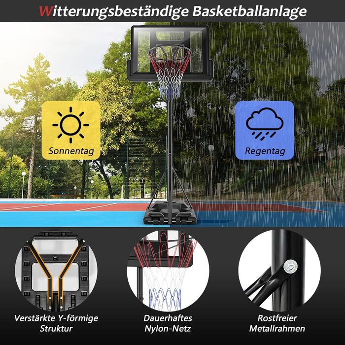 Баскетбольне кільце GOPLUS з підставкою на колесах, регульована висота 180-305 см, для дорослих та підлітків