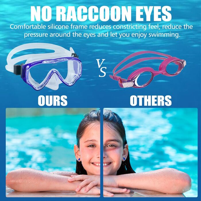 Набір для снорклінгу для дітей HIKOTEY, сухий снорклінг, маска для снорклінгу з антизапотівальною панеллю, водонепроникні затички для вух, блакитний (B1-Pazifik)