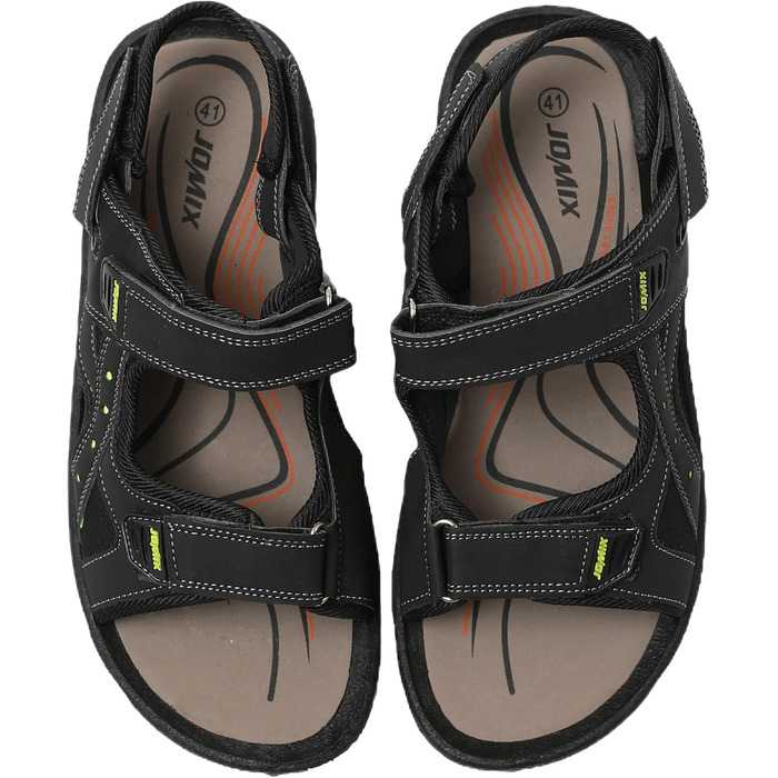 Чоловічі сандалі JOMIX для активного відпочинку та подорожей, на липучках, чорні (45 EU)