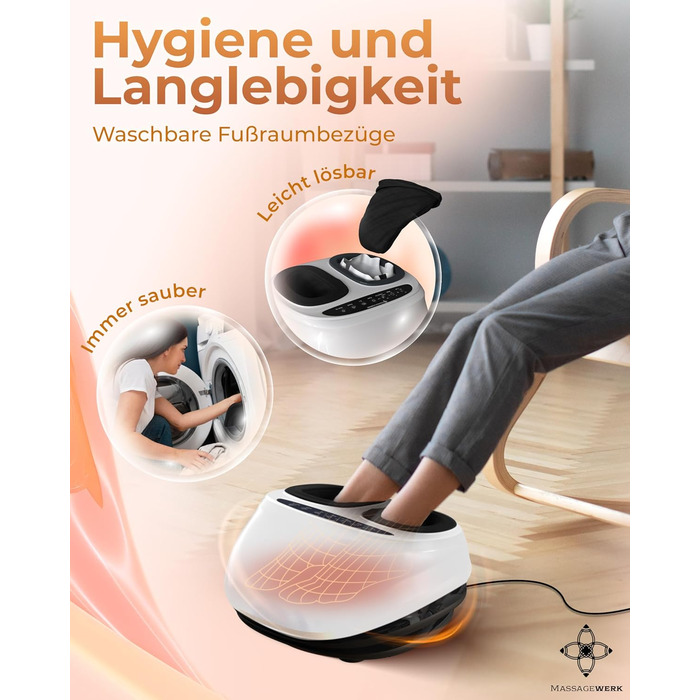 Електричний масажер для ніг преміум-класу | EMS масажер для ніг з функцією Shiatsu, вібрації та підігрівом. Покращує кровообіг, знімає біль при п'яткової шпори та нейропатії. Підходить для розміру ноги до 45. Білий колір