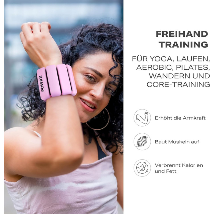 Ваги для зап'ястя PowrX для чоловіків: високоякісний силікон, нержавіюча сталь, зручні, легкі в очищенні, стійкі до поту та запаху, для фітнесу, тренувань, подорожей - Білий Рожевий