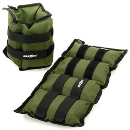 Набір обтяжувачів для рук та ніг для бігу та фітнесу, 2 x 2,5 кг, заповнення залізним піском, оливковий колір